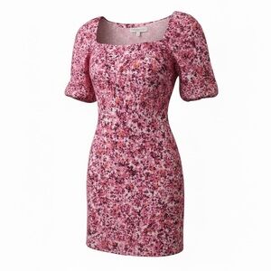 Stillwater pink floral puff sleeve mini dress, small